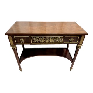 John Widdicomb Neoclassical Mahogany Console Table With Gilt Bronze Mounts For Sale