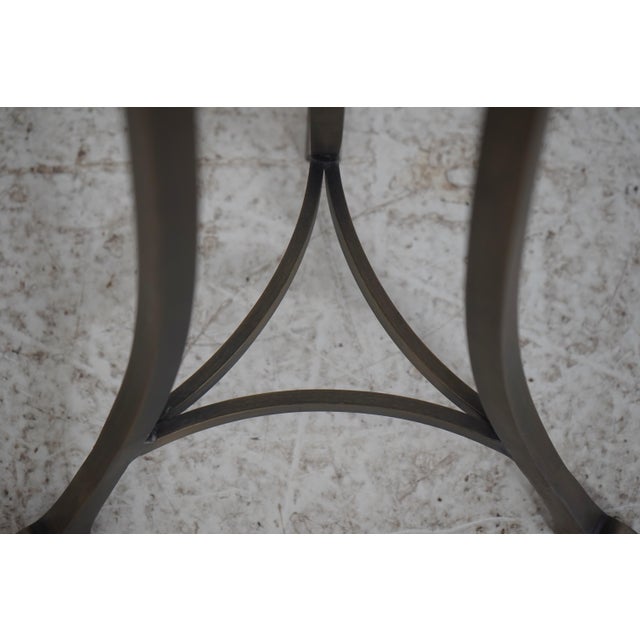 Unusual Leather Rotating Top Brass Base Occasional Table For Sale - Image 12 of 13