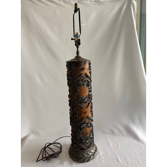 Chestnut Early 19th Century Vintage Industrial Wallpaper Roller Floor Lamp For Sale - Image 8 of 9