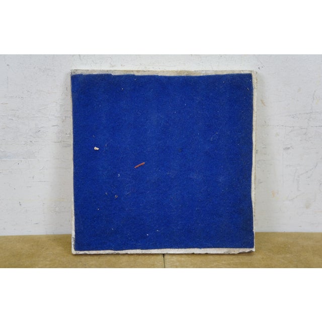 Antique Dutch Delft Cobalt Blue Nautical Maritime Rowboat Sailboats Ship Tile 6" For Sale - Image 9 of 11