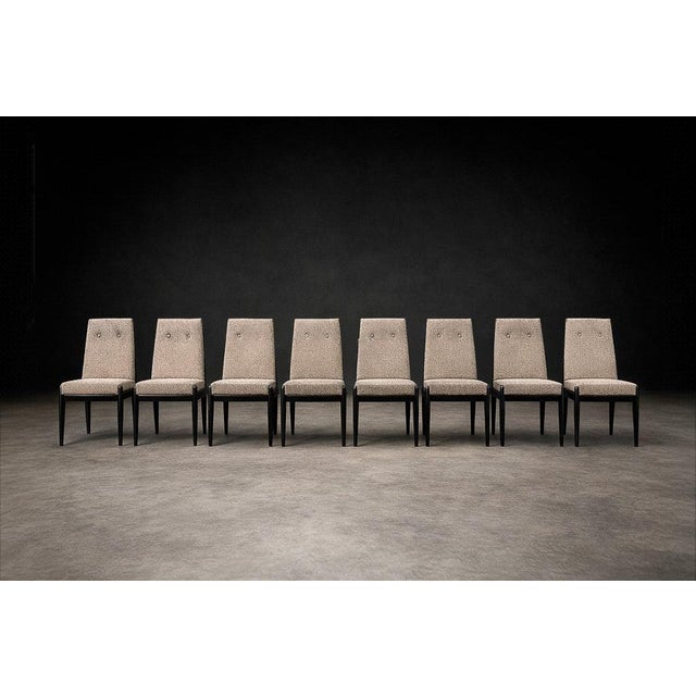 Cimo, Brazil — Set of 8 Mid-Century Dining Chairs in Ebonized Hardwood With Warm Ivory Bouclé, 1950s For Sale - Image 14 of 14