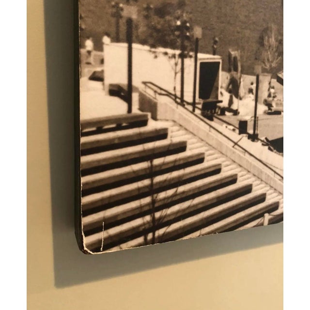 Vintage 1977 Morton C. Tadder Baltimore Inner Harbor Signed Black & White Sepia Tone Large Cityscape Photograph For Sale - Image 9 of 12