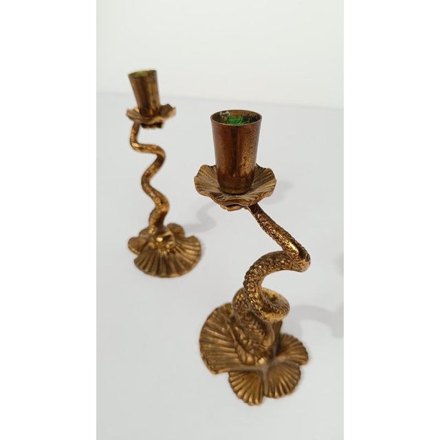 Vintage Italian Baroque Style Brass Dolphin Candlesticks, 1950s, Set of 2 For Sale - Image 6 of 18
