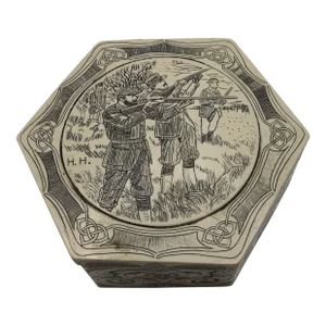 Mid 20th Century Comoy's of London Faux Scrimshaw Style Snuff Box