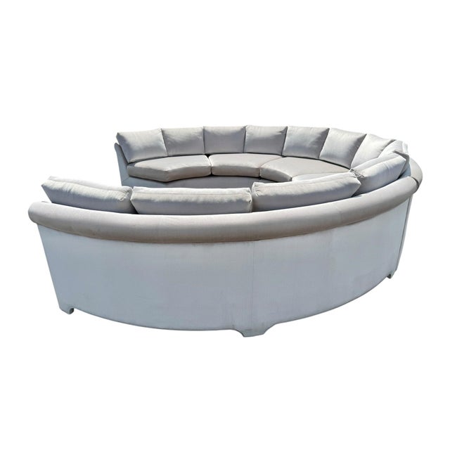 Postmodern Vintage Thayer Coggin for Milo Baughman Semi-Circular 3-Piece Sectional Sofa For Sale - Image 3 of 11
