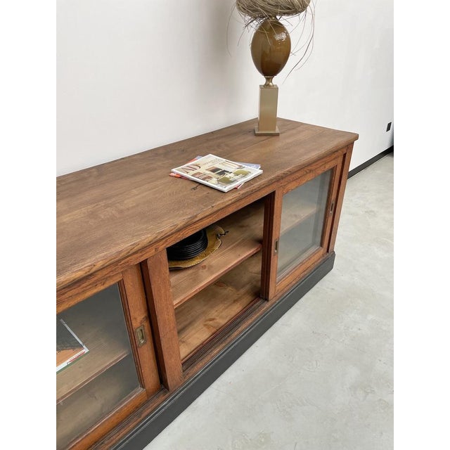 Oak Sideboard with Glass Doors, 1950s For Sale - Image 11 of 18