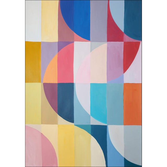 2020s 2026, Original Painting Bauhaus Diptych, Moonlight Mirrors, Colorful Grid on Watercolor Paper by Natalia Roman For Sale - Image 5 of 10