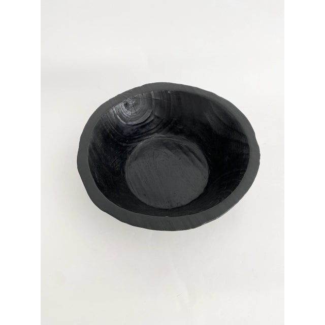 Ebony Artisan Hand-Carved Teak Wood Bowl For Sale - Image 8 of 9