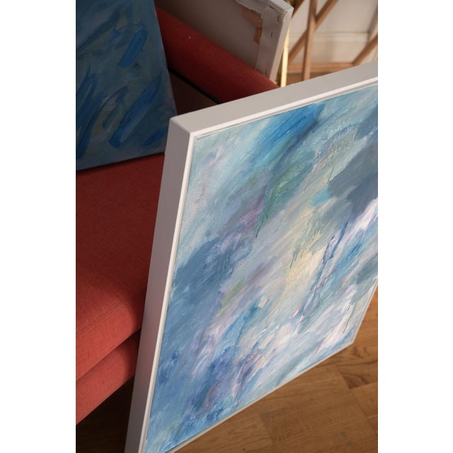 Molly Frances "Aether" Framed Abstract Painting in Blue and Violet by Molly Frances For Sale - Image 4 of 7