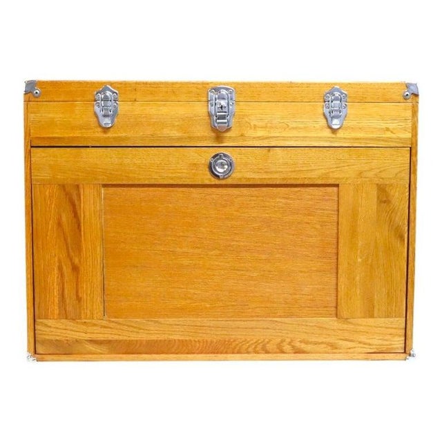 Industrial Vintage Oak 14 Drawer Machinist Chest C1960 For Sale - Image 3 of 12