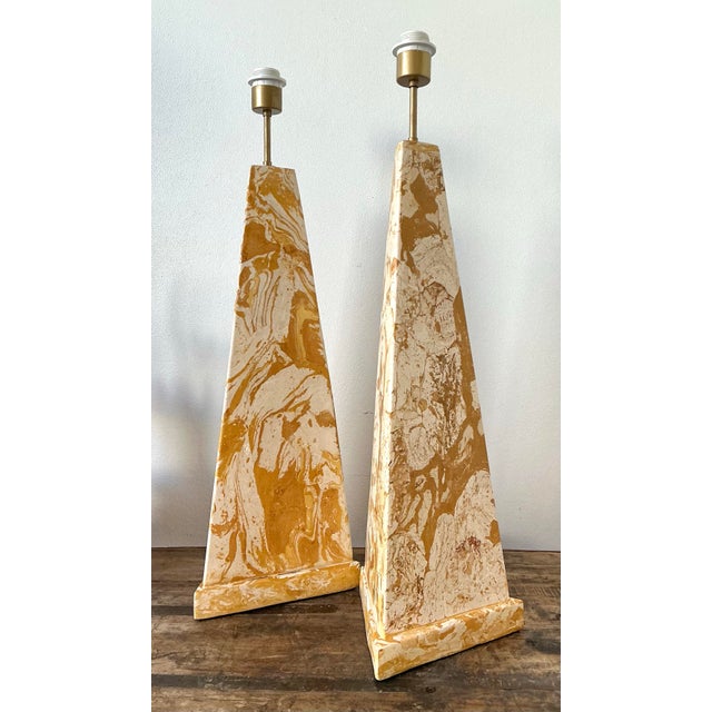 Vintage Italian Scagliola Pigmented Plaster Table Lamps For Sale - Image 11 of 12