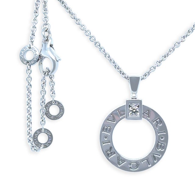 Bulgari Bvlgari 18ct White Gold Bvlgari Bvlgari Diamond Necklace 0.07ct For Sale - Image 4 of 8