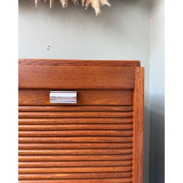 Large Oak Roll-Top Filing Cabinet by Lacour, 1950s For Sale - Image 9 of 14