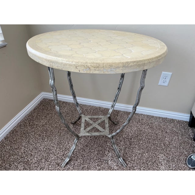 2000 - 2009 Ironies Side Table With Cast Stone Top and an Iron Twig Base For Sale - Image 5 of 6