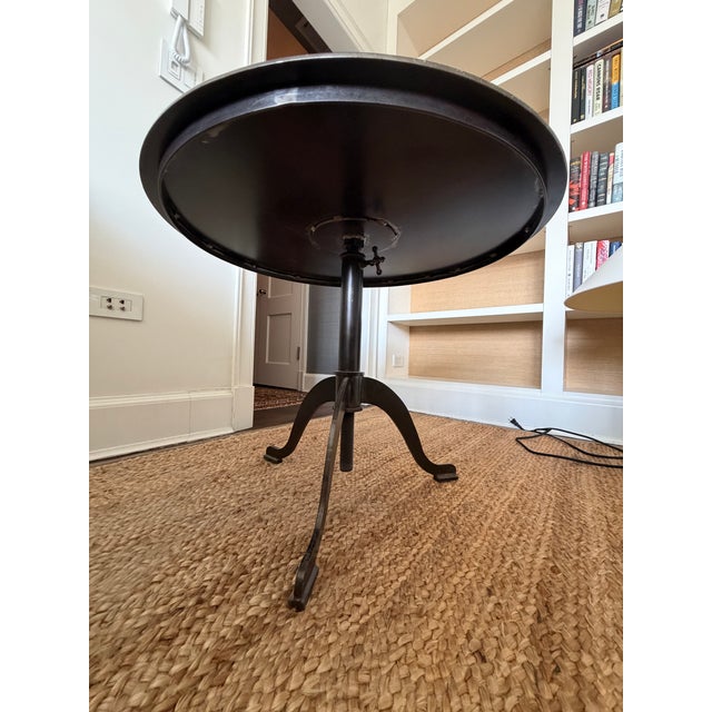 Industrial 1960s Industrial Round Blackened Metal Side Table For Sale - Image 3 of 5
