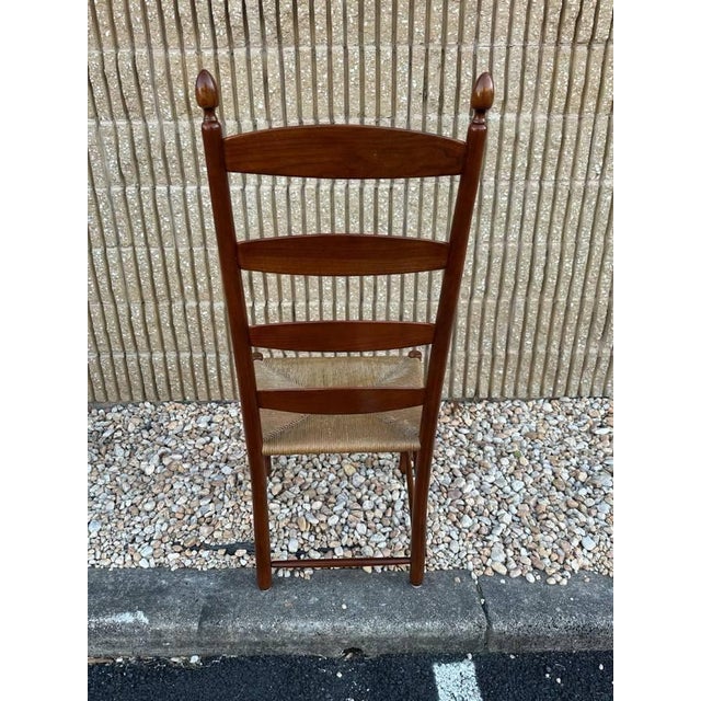 Mid 20th Century Mid 20th Century Vintage Shaker Style High Ladder Back Rush Seat Dining Side Chairs - Set of 3 For Sale - Image 5 of 12