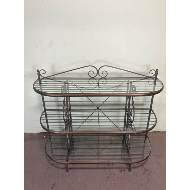 Vintage French Iron and Brass Baker's Rack For Sale - Image 4 of 8