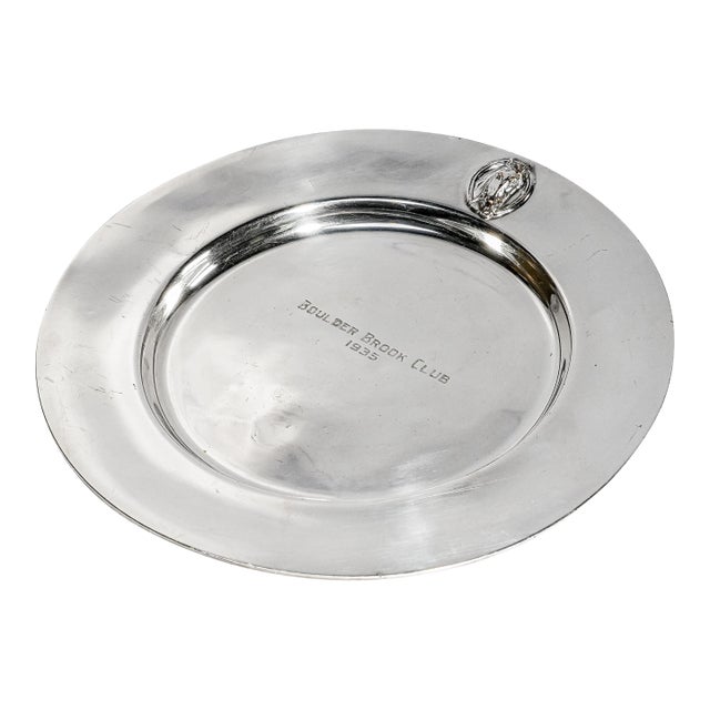 Nice Antique 1935 Boulder Brook Club Silverplate Presentation Trophy Plate New York Equestrian Horse Home Decor For Sale