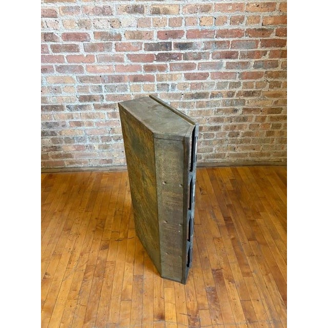 Antique Industrial Galvanized Steel Angled Shelving Unit For Sale - Image 13 of 16