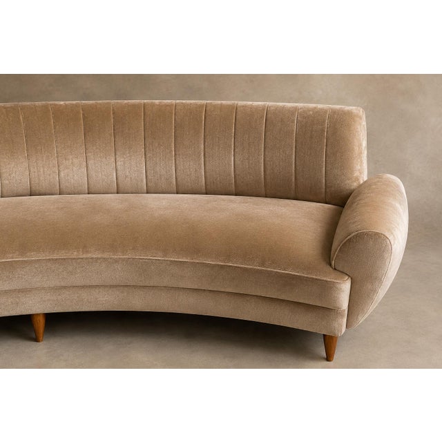 Brazilian Modern Sculptural Curved Sofa in Mohair and Caviúna Wood, 1960s For Sale - Image 4 of 18