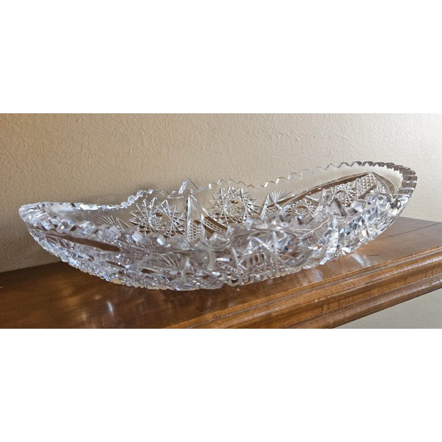 Victorian Antique American Brilliant Period Crystal Shallow Bowl Dish For Sale - Image 3 of 4