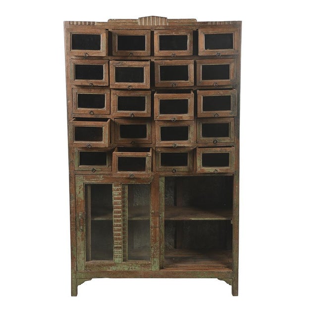 Wooden Display Cabinet with 20 Glass Compartments For Sale - Image 3 of 6