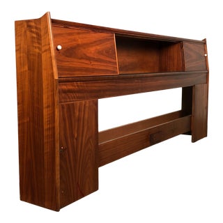 Kipp Stewart for Drexel Declaration Mid-Century Modern Walnut King Size Headboard For Sale