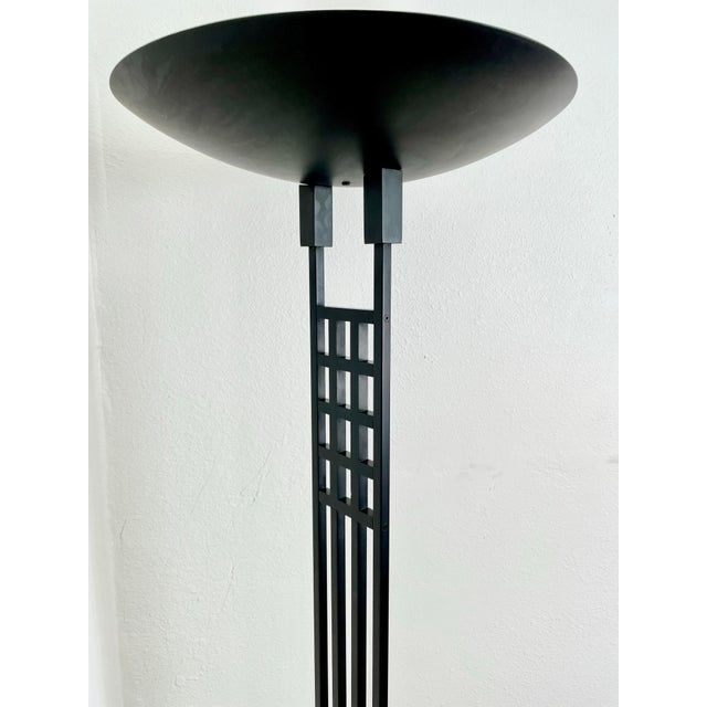 Postmodern 1987 Robert Sonneman for George Kovacs Black Torchiere Floor Lamp For Sale - Image 12 of 12
