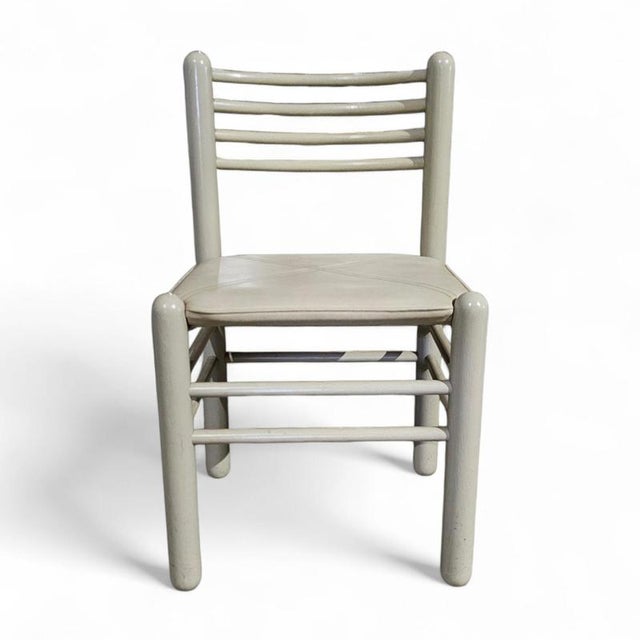 Dining Chairs in Light Grey Wood with Leather Seats, Germany, 1970s, Set of 5 For Sale - Image 15 of 18