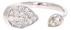 0.61 Carat Pear and Round Cut Diamond White Gold Cocktail Ring, Size 7