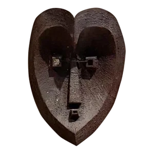 1990s Ceremonial Metal Mask Iron Heart Modern Cubist Design