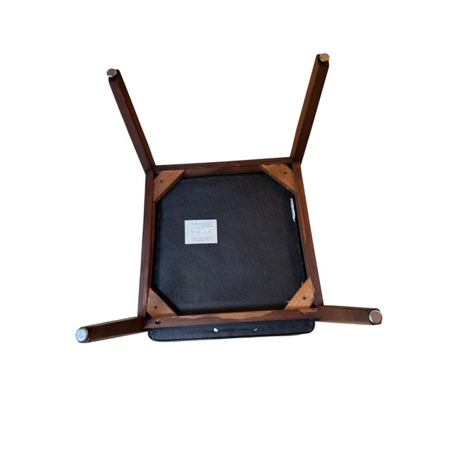Vintage Alma Desk Co. Mid-Century Modern Walnut & Black Vinyl Armchair For Sale - Image 4 of 8