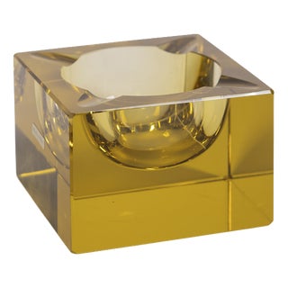 Vintage German Yellow Crystal Ashtray, 1960s For Sale