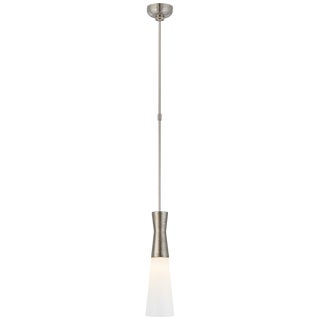 Kelly Wearstler for Visual Comfort Signature Utopia Medium Pendant in Polished Nickel with White Glass For Sale