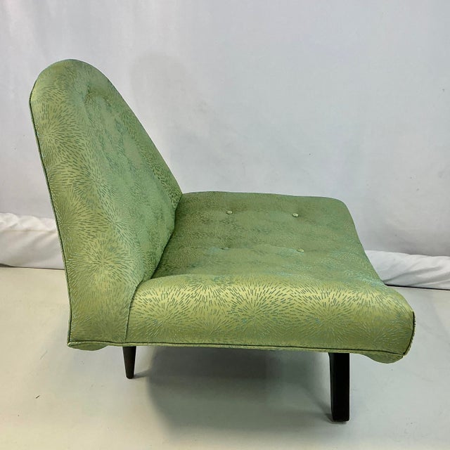1960s Vintage Italian Luigi Tiengo Scalamandre Starburst Silk Embroidered Gondola Lounge Chair. For Sale - Image 13 of 18