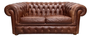 Chesterfield-Style Two-Seater Sofa in Leather, 1990s