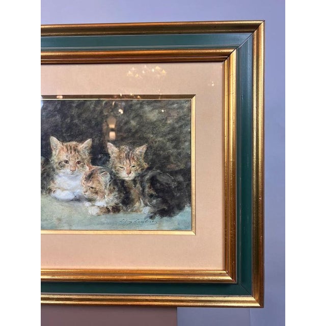 Eugène Louis Lambert, Cats, 19th Century, Watercolor and Gouache For Sale - Image 6 of 10