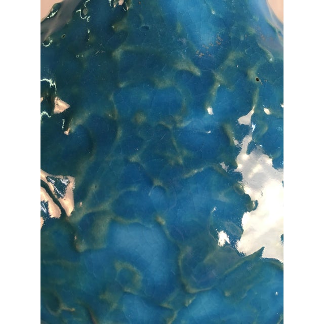 1960s Large Mid-Century Turquoise Lamp For Sale - Image 4 of 9