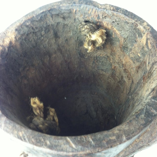 Brown Vintage Indian Carved Wooden Raita Pot For Sale - Image 8 of 12