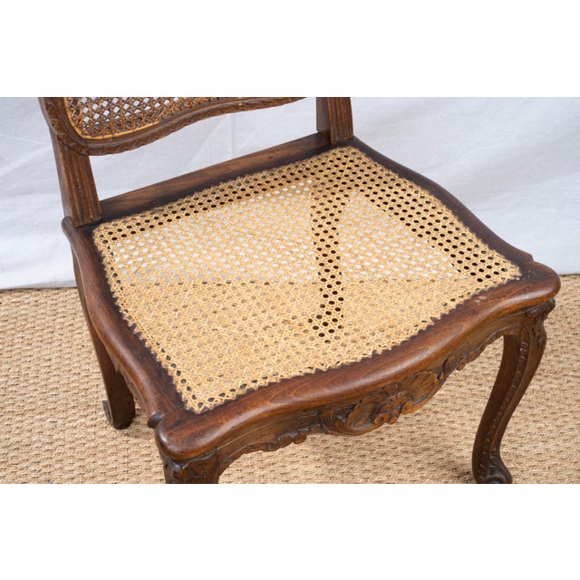 Wood Early 20th Century Pair of Louis XV Style Cane Side Chairs For Sale - Image 7 of 12
