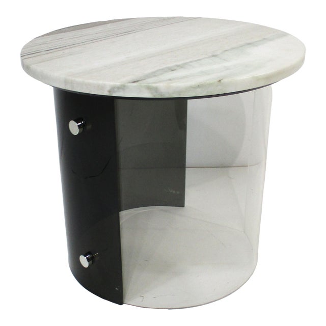 Space Age Marble and Lucite Side Table in the Style of Neal Small For Sale