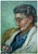 Portrait of an older woman holding a bouquet of flowers by Helen Enoch Gleiforst (American, 1903-1997). Signed "Gleiforst"...