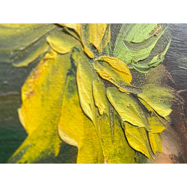 Mid-Century Modern Vintage Floral Still Life Oil Painting in Frame | Elegant European Bouquet With Roses & Daisies | Classic Traditional Wall Art For Sale - Image 3 of 13