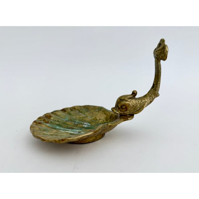 Metal Mid-Century Brass Scallop Soap Dish Trinket Tray For Sale - Image 7 of 9
