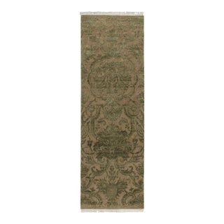 2010s Rug & Kilim’s European Style Runner in Beige With Green Floral Patterns For Sale