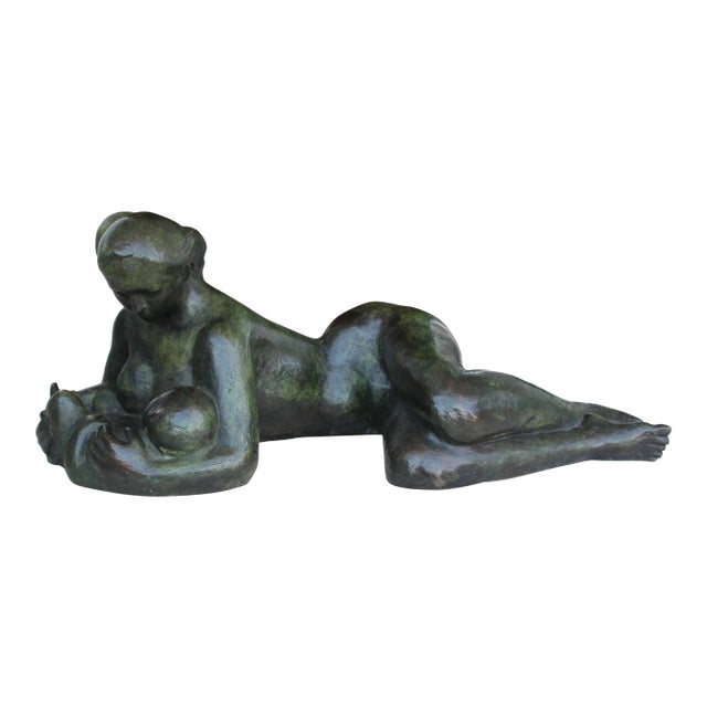 1986 Frederico Cantu Bronze Model of a Mother Nursing For Sale