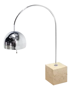 Vintage Mid Century Arco Marble Cube Base Chrome Table Lamp