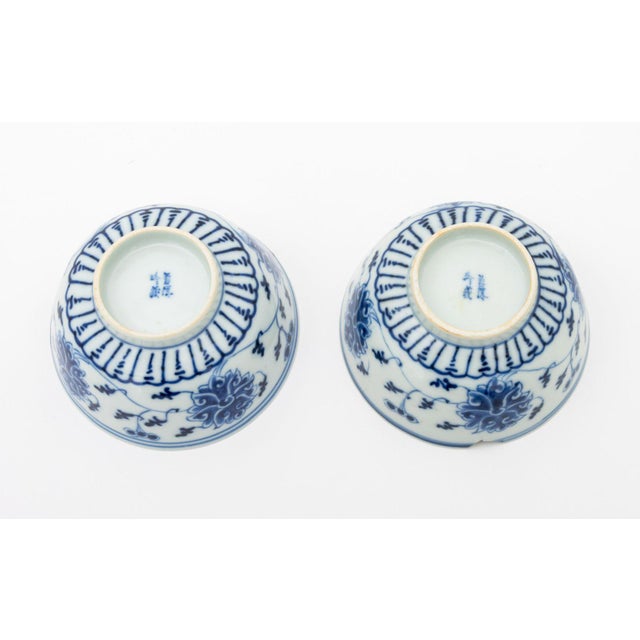 Chinese Export Blue and White Porcelain Teacups and Saucers - Set of 6 For Sale - Image 12 of 18