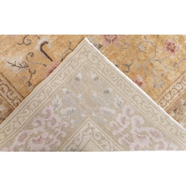 Doris Leslie Blau Vintage Chinese Art Deco Floral Cream Beige Rug Lotus Design For Sale - Image 9 of 9