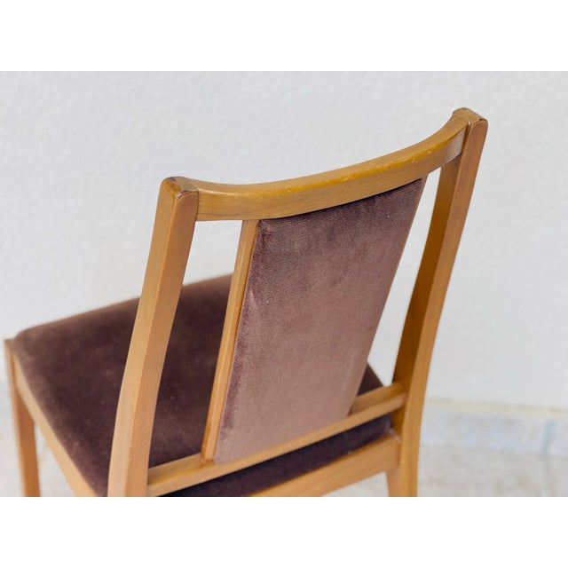 Beige Vintage Wooden and Velvet Dining Chairs from Nathan, 1960s, Set of 4 For Sale - Image 8 of 11